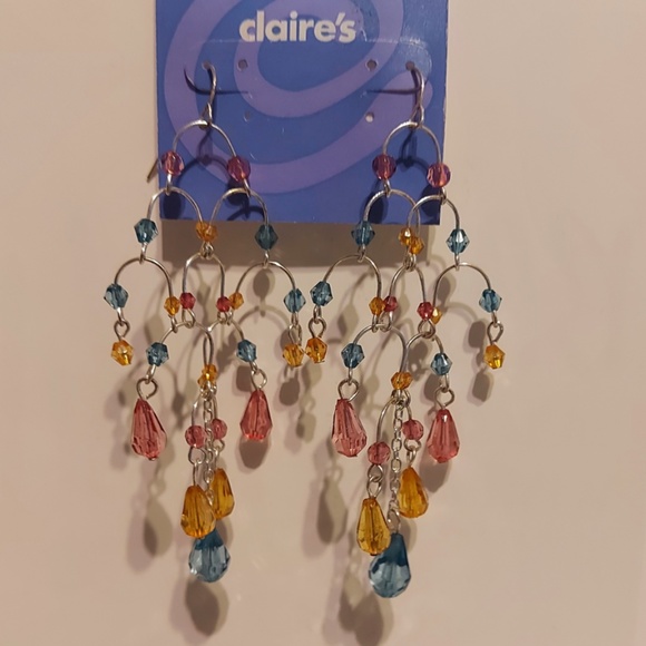 NWT Boho silver earrings with beads